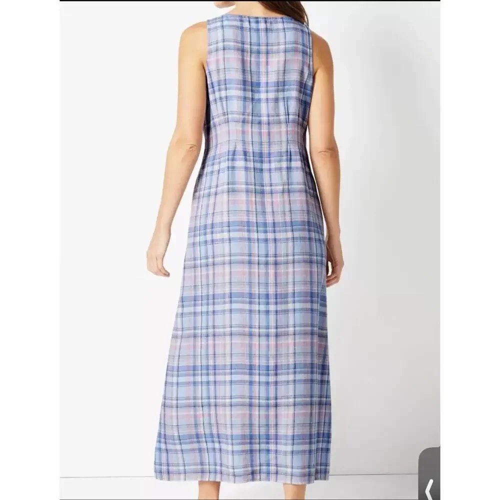 J. Jill Love Linen Rain Drop Multi Sleeveless A Line Shift Maxi Dress Medium - Picture 3 of 10